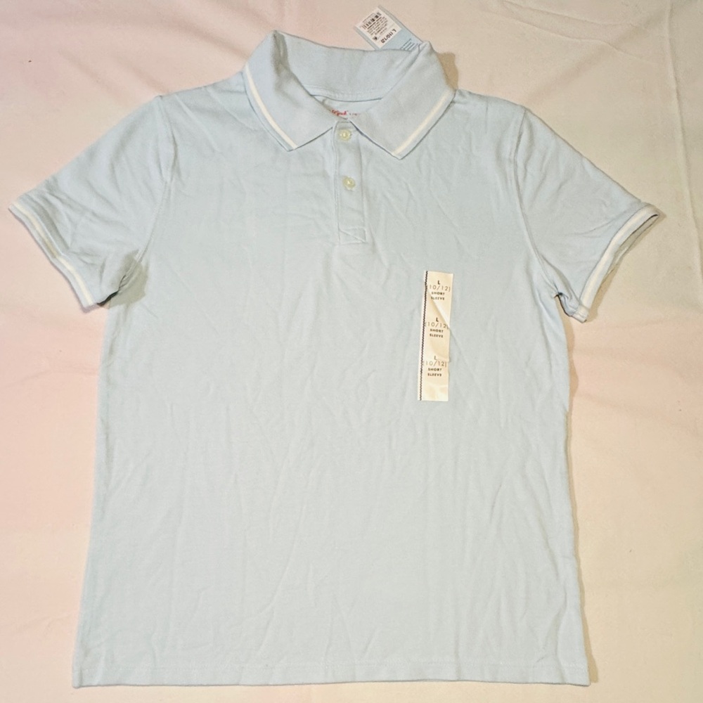 Boys' Short Sleeve Tipping Polo Shirt - Cat & Jack Light Blue L (10/12) T101215
